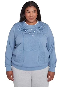 Plus Casual Fridays Embroidered Boxes Top