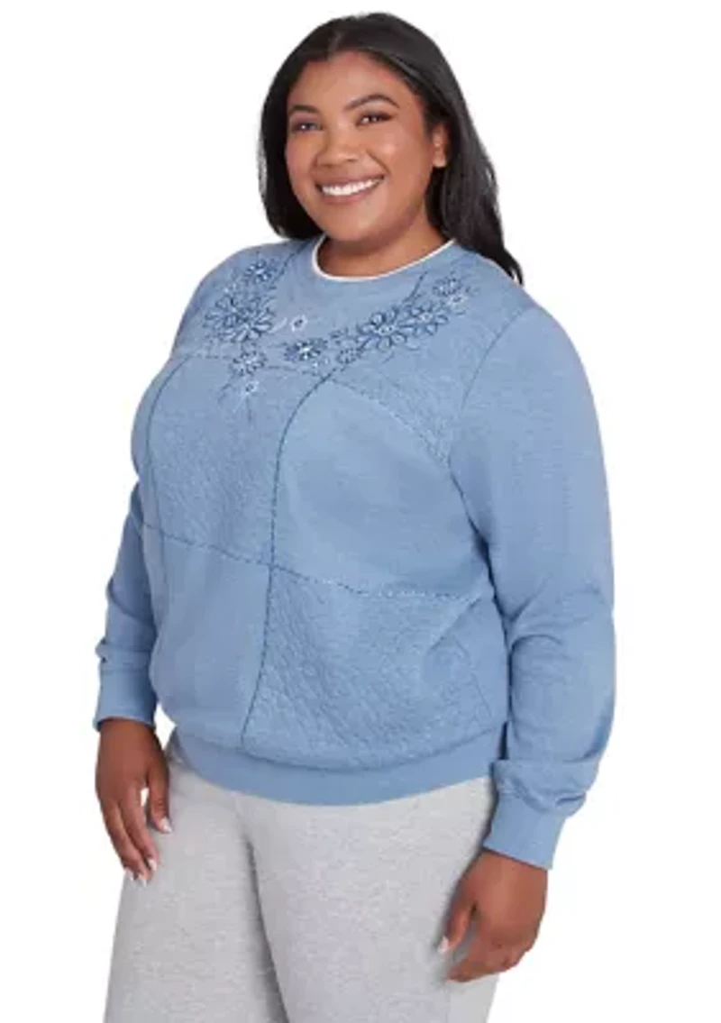 Plus Casual Fridays Embroidered Boxes Top