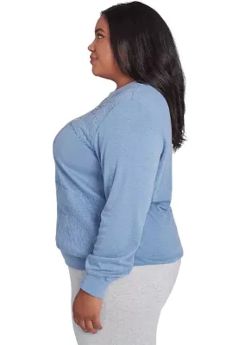 Plus Casual Fridays Embroidered Boxes Top