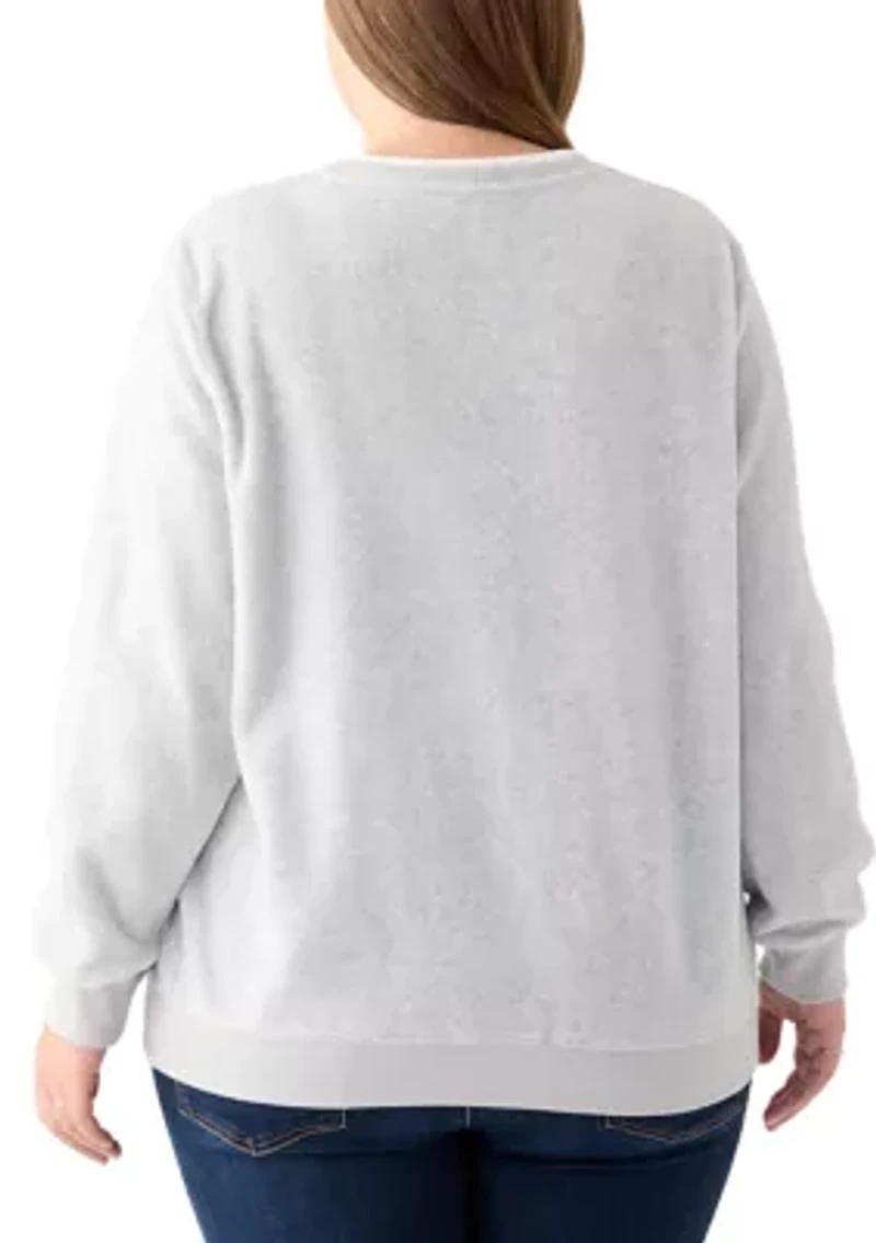 Plus Casual Fridays Sherpa Floral Embroidery Sweater