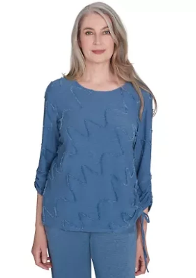 Petite Casual Fridays Eyelash Diagonal Texture Top