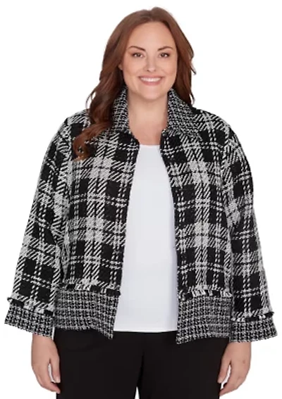 Plus Runway Ready Spliced Bouclé Jacket