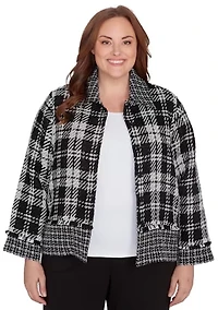 Plus Runway Ready Spliced Bouclé Jacket
