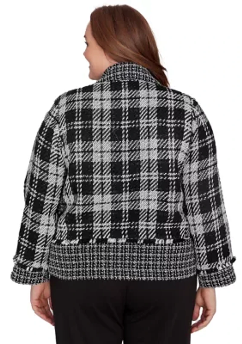 Plus Runway Ready Spliced Bouclé Jacket
