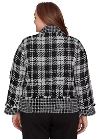 Plus Runway Ready Spliced Bouclé Jacket