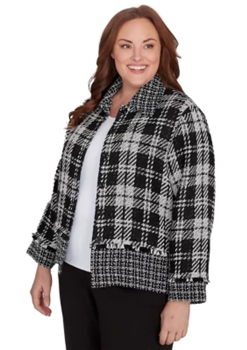 Plus Runway Ready Spliced Bouclé Jacket