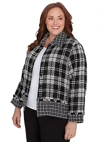 Plus Runway Ready Spliced Bouclé Jacket