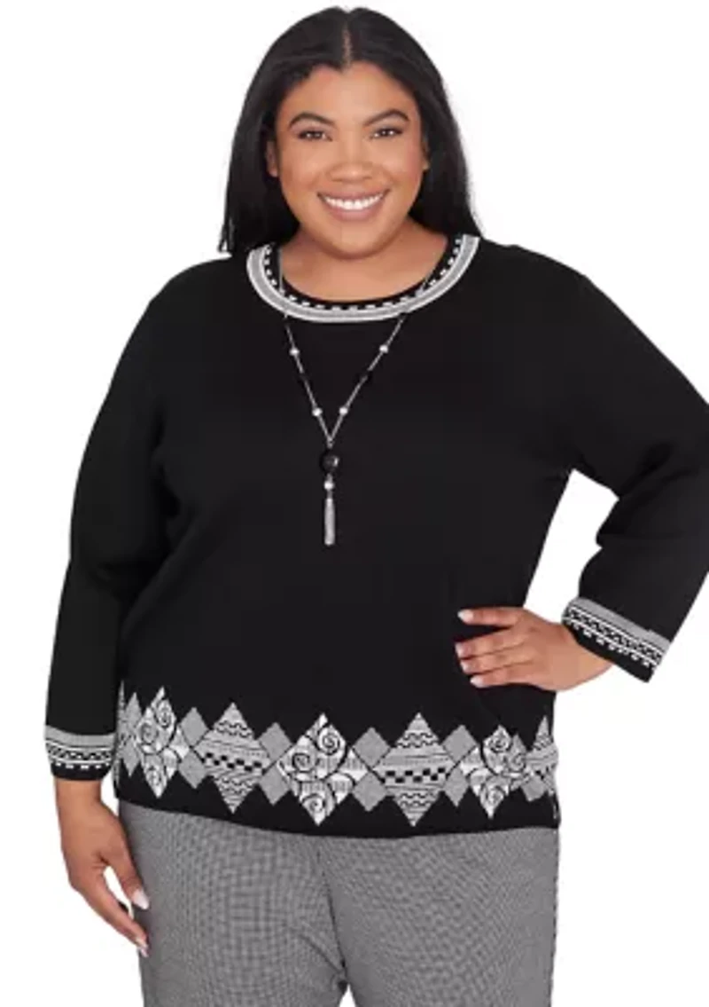 Plus Runway Ready Diamond Border Top