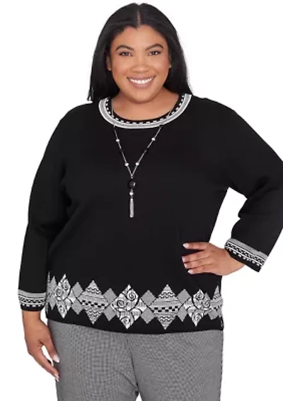Plus Runway Ready Diamond Border Top