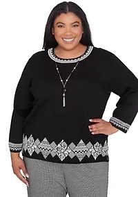 Plus Runway Ready Diamond Border Top