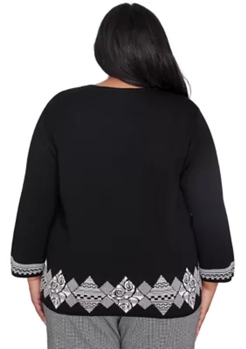 Plus Runway Ready Diamond Border Top