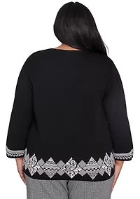 Plus Runway Ready Diamond Border Top