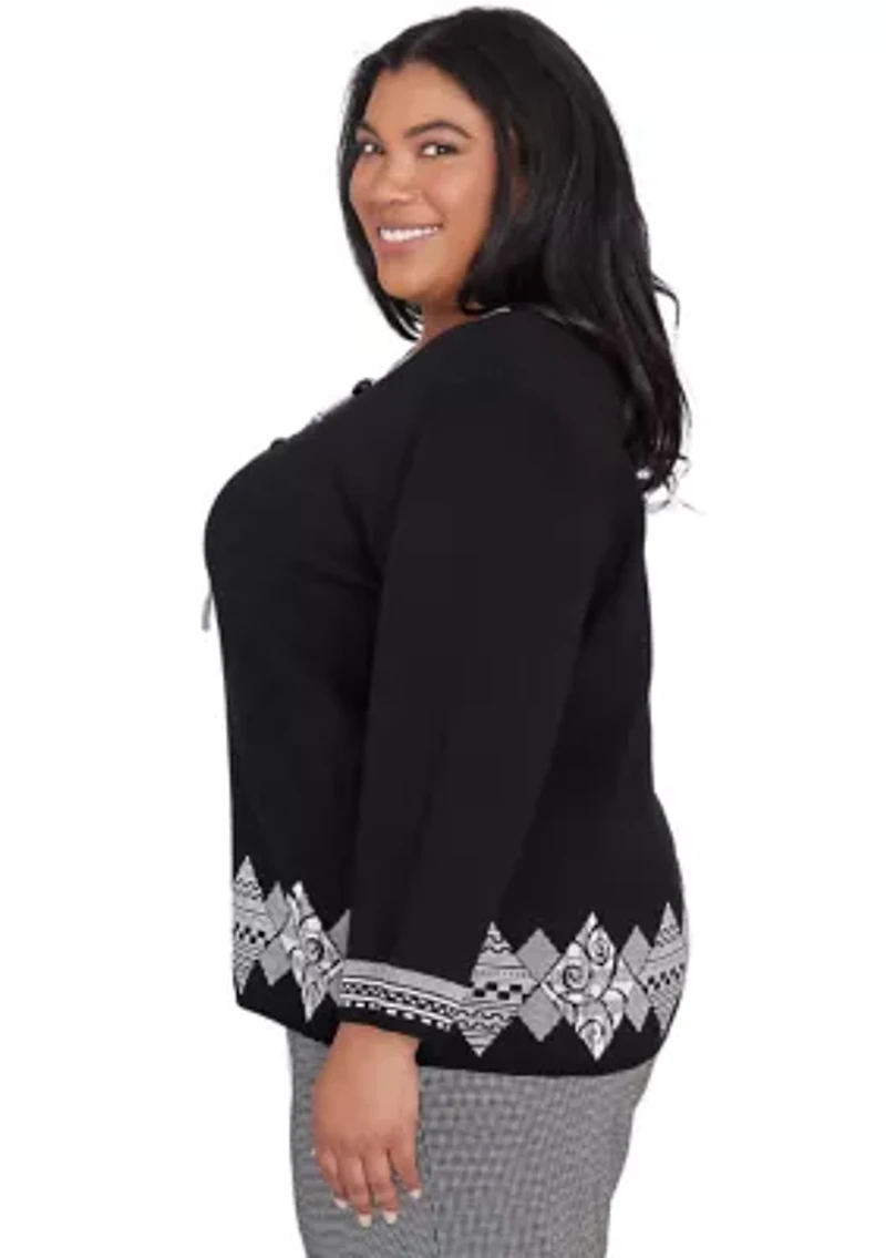 Plus Runway Ready Diamond Border Top