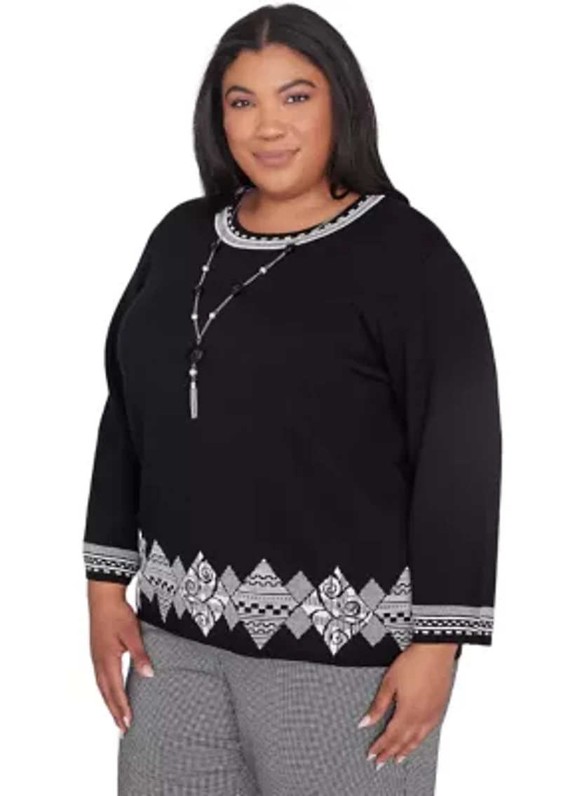Plus Runway Ready Diamond Border Top