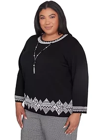 Plus Runway Ready Diamond Border Top