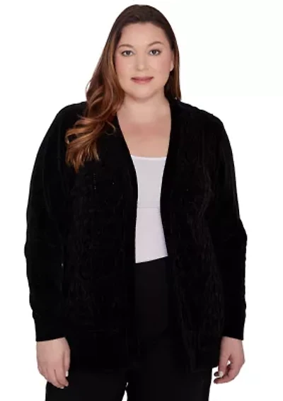 Plus Runway Ready Chenille Cardigan