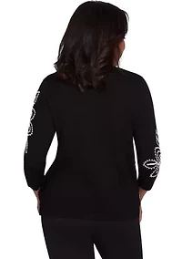 Petite Runway Ready Embroidered Outer 2Fer Top