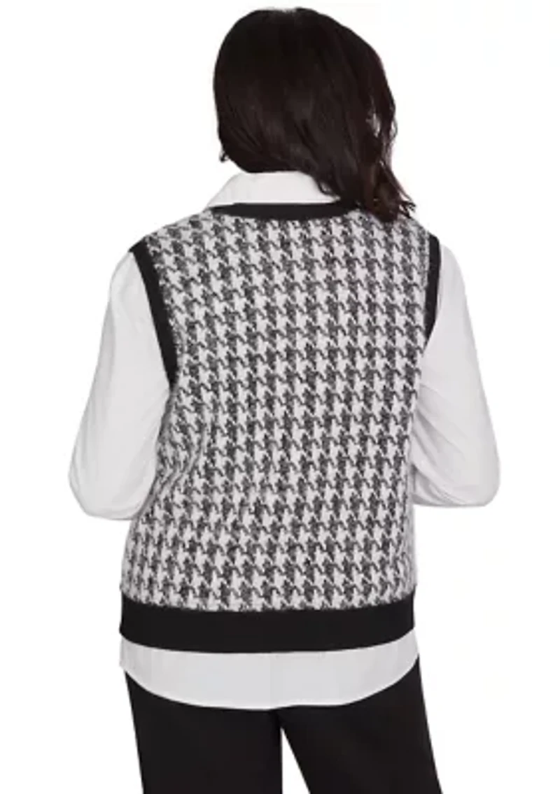 Petite Runway Ready Houndstooth 2Fer Sweater Vest