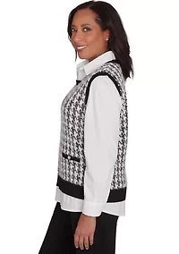 Petite Runway Ready Houndstooth 2Fer Sweater Vest
