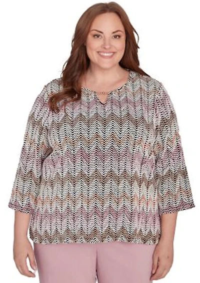 Plus Telluride Chenille Zig Zag Print T-Shirt
