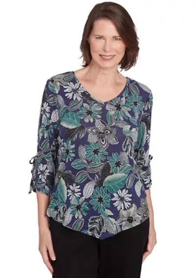 Petite French Quarter Floral Puff Print Melange T-Shirt