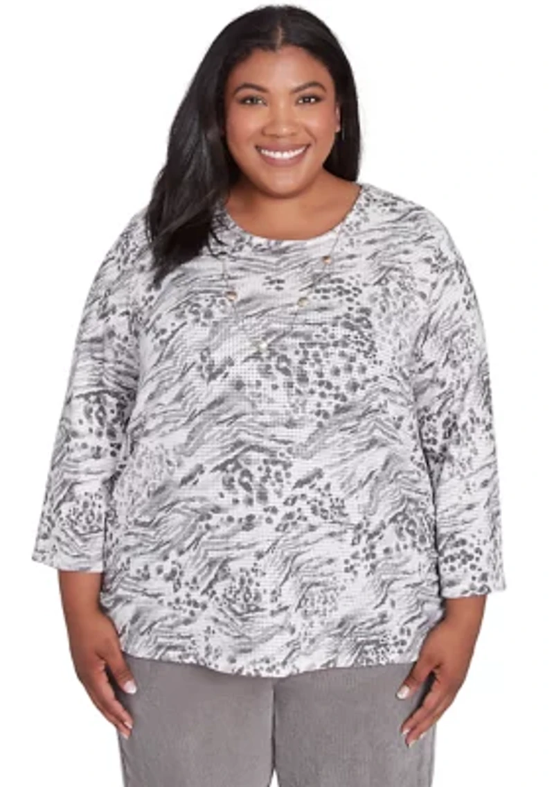 Plus Copenhagen Monotone Animal Print Top