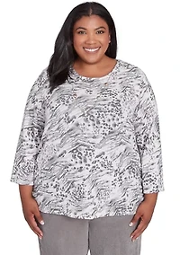 Plus Copenhagen Monotone Animal Print Top