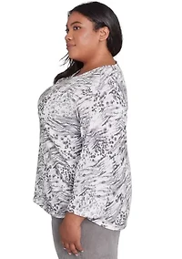 Plus Copenhagen Monotone Animal Print Top