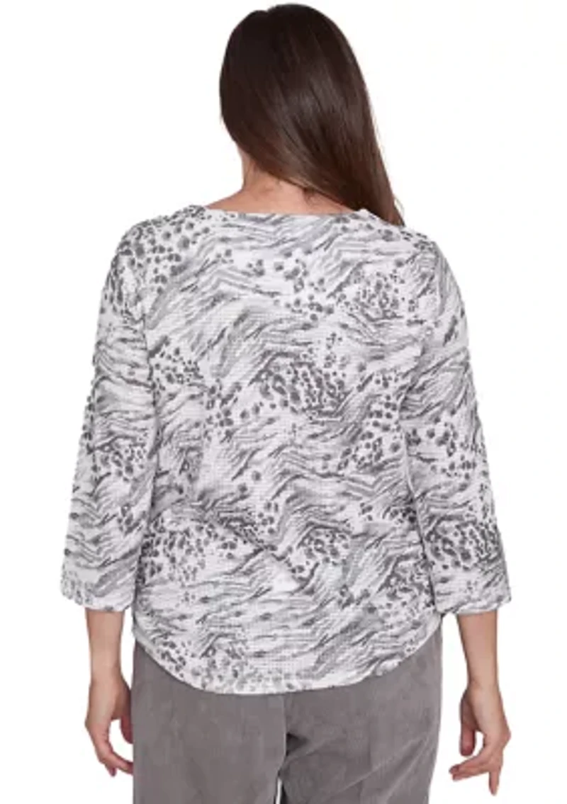 Petite Copenhagen Monotone Animal Print Top