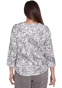 Petite Copenhagen Monotone Animal Print Top