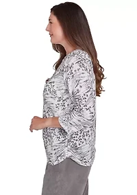 Petite Copenhagen Monotone Animal Print Top