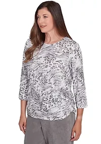 Petite Copenhagen Monotone Animal Print Top