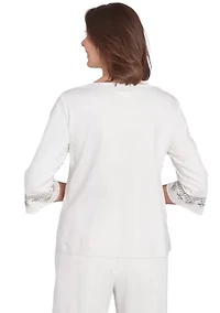 Petite Copenhagen Yoke Medallion Embroidery Top