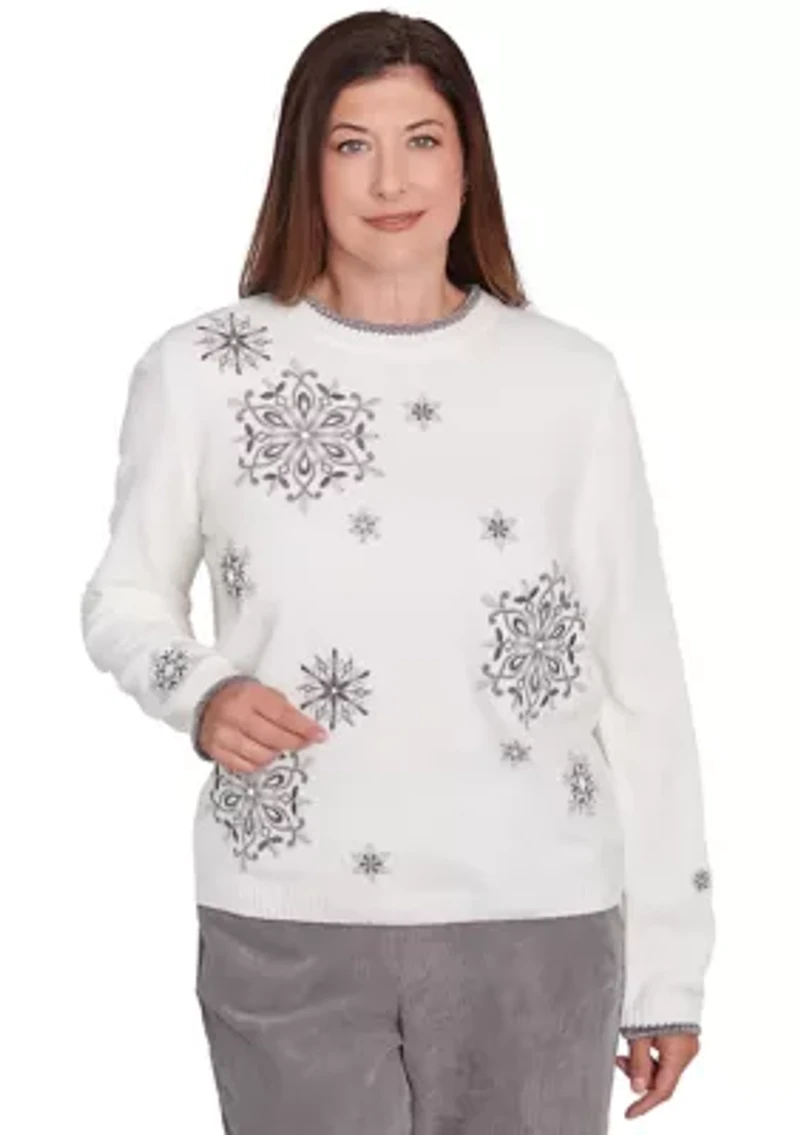 Petite Copenhagen Snowflakes Chenille Knit Top