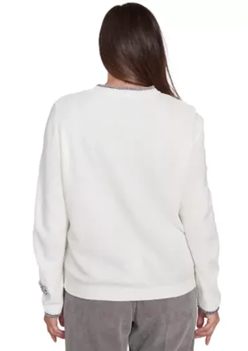 Petite Copenhagen Snowflakes Chenille Knit Top