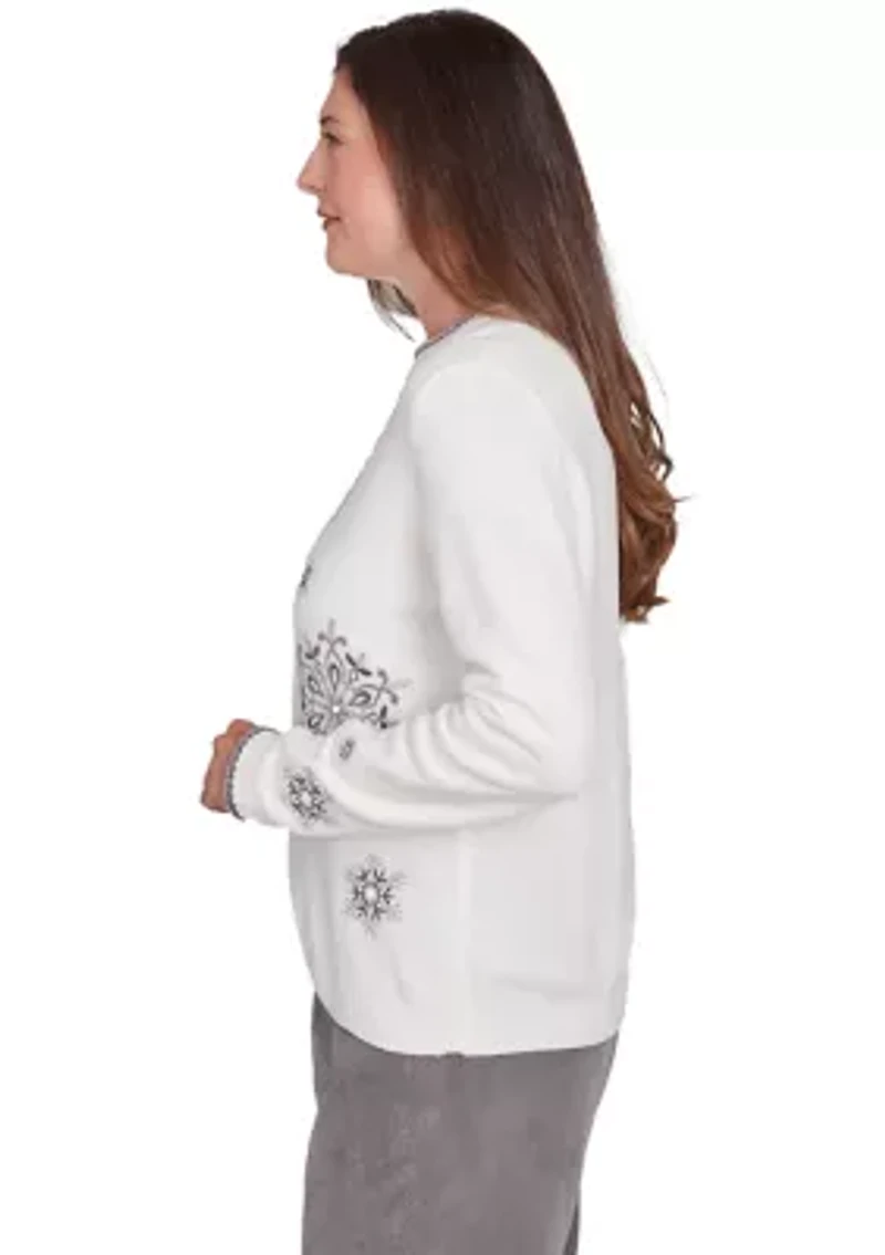 Petite Copenhagen Snowflakes Chenille Knit Top