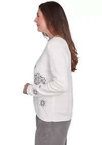 Petite Copenhagen Snowflakes Chenille Knit Top