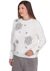 Petite Copenhagen Snowflakes Chenille Knit Top