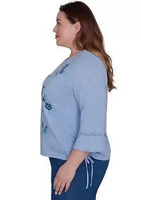 Plus Lake Victoria Embroidered Floral Butterfly T-Shirt