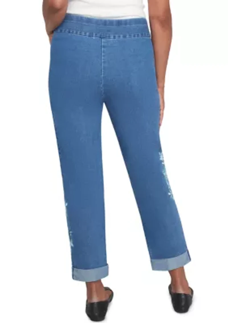 Petite Lake Victoria Embroidered Ankle Pants