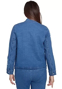 Petite Lake Victoria Embroidered Denim Jacket