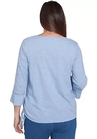 Petite Lake Victoria Embroidered Floral Butterfly Top