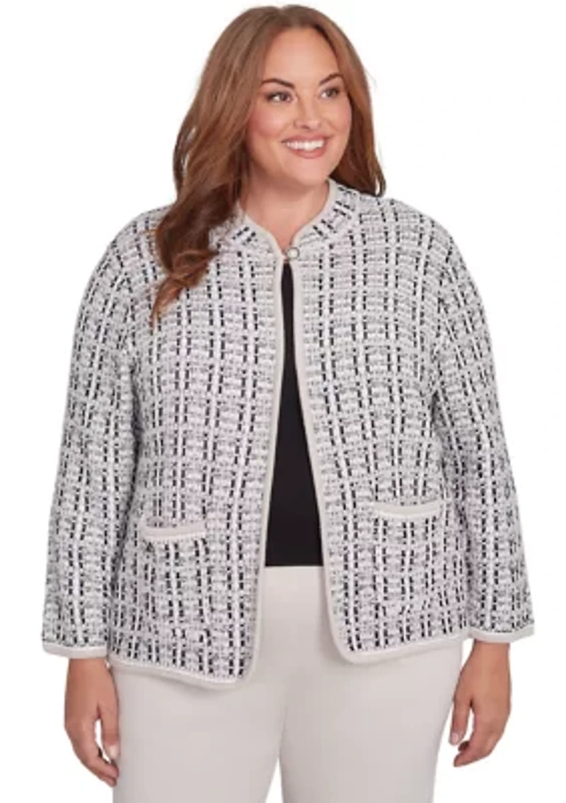 Plus Romancing the Stone Texture Sweater Knit Jacket