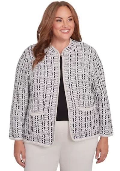 Plus Romancing the Stone Texture Sweater Knit Jacket