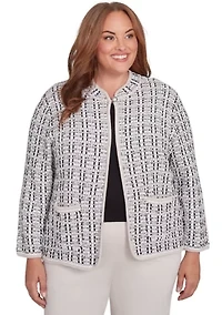 Plus Romancing the Stone Texture Sweater Knit Jacket