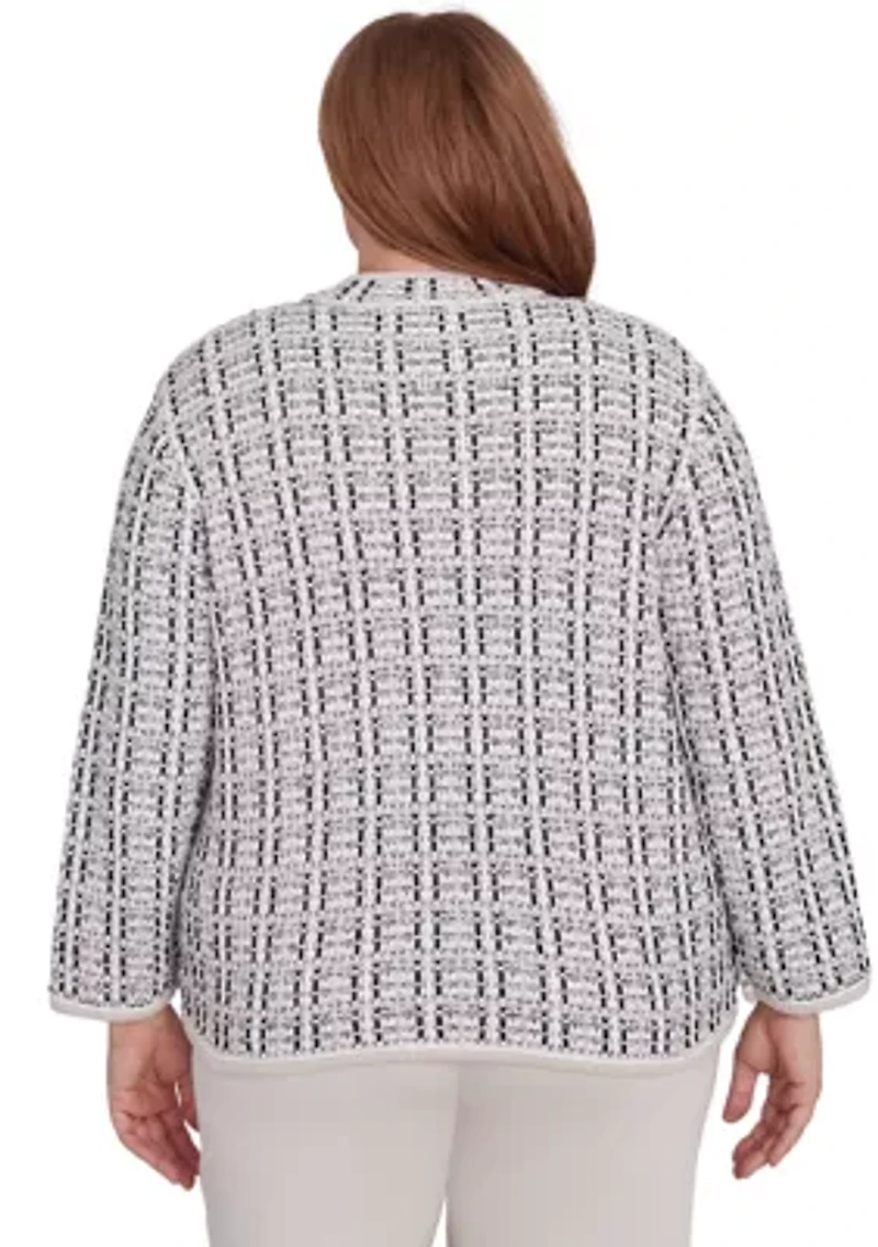 Plus Romancing the Stone Texture Sweater Knit Jacket