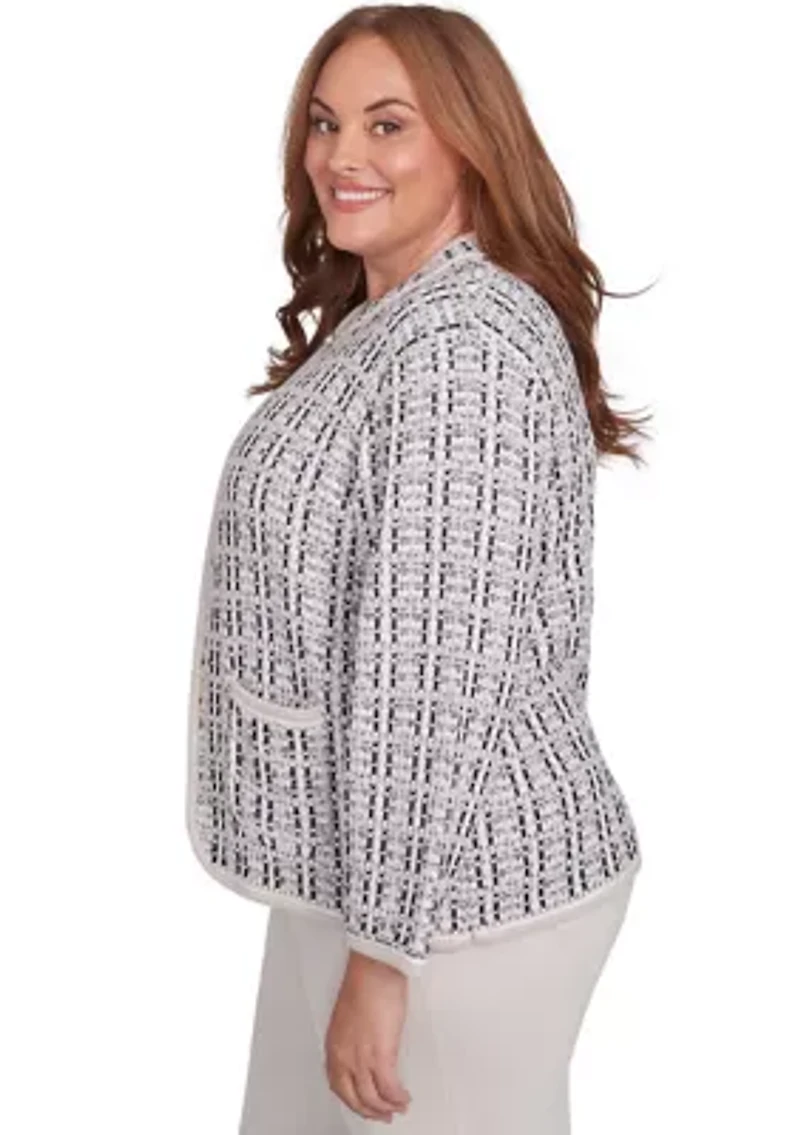 Plus Romancing the Stone Texture Sweater Knit Jacket