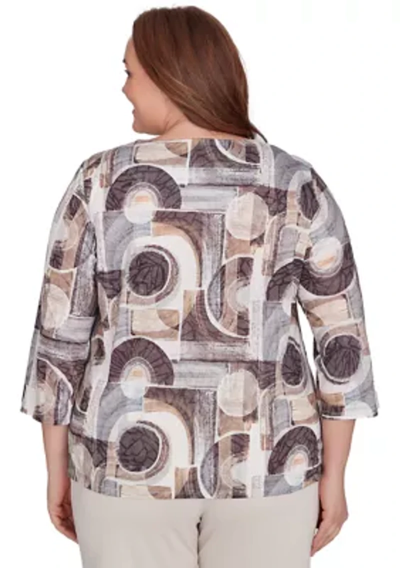 Plus Romancing the Stone Geometric Patch T-Shirt