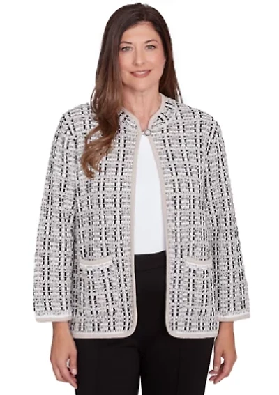 Petite Romancing the Stone Texture Sweater Knit Jacket