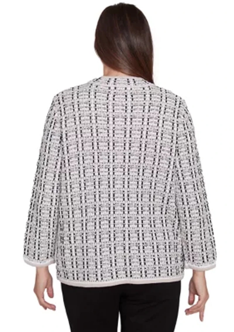 Petite Romancing the Stone Texture Sweater Knit Jacket